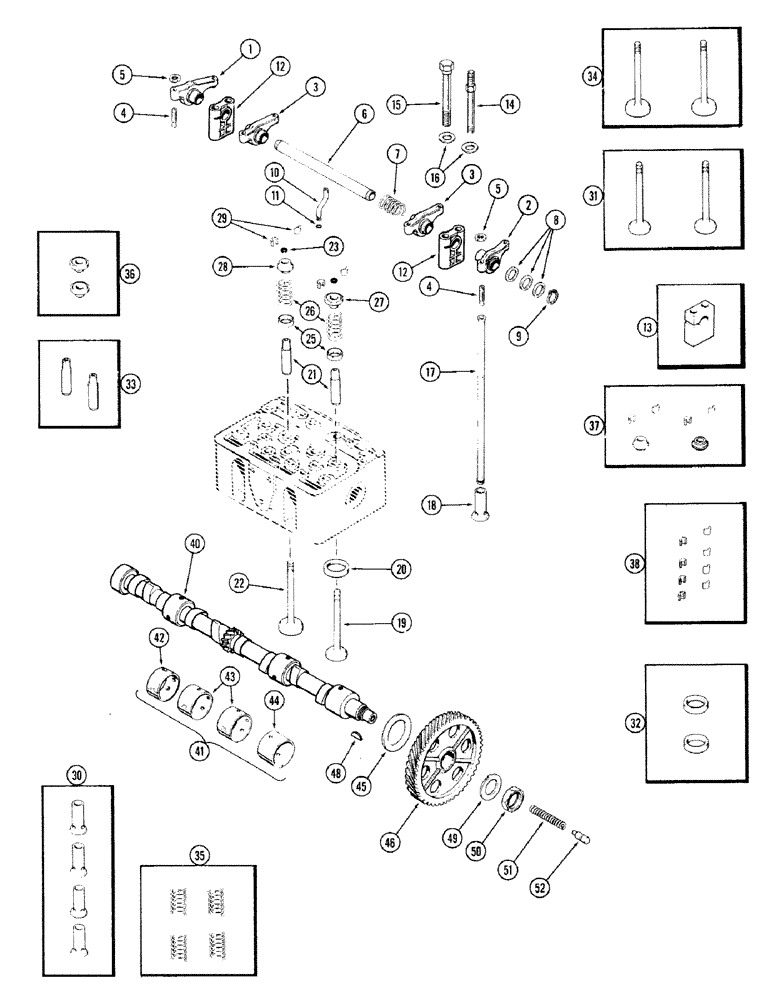 Схема запчастей Case IH 870 - (040) - VALVE MECHANISM AND CAMSHAFT, (301B) SPARK IGNITION ENGINE (02) - ENGINE