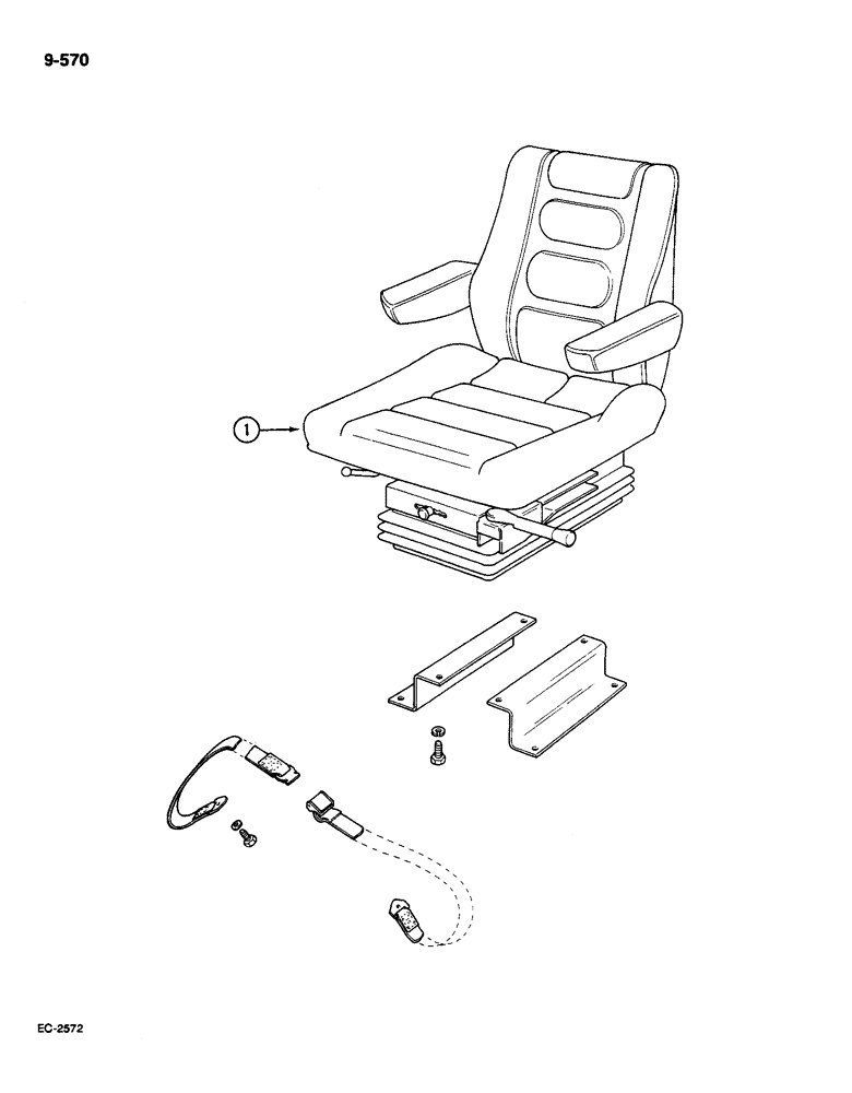 Схема запчастей Case IH 585 - (9-570) - SEAT, DELUXE SUSPENSION, WITH CAB, WITH FORE AND AFT AND HEIGHT ADJUSTMENT, BOSTROM 156108 (09) - CHASSIS/ATTACHMENTS
