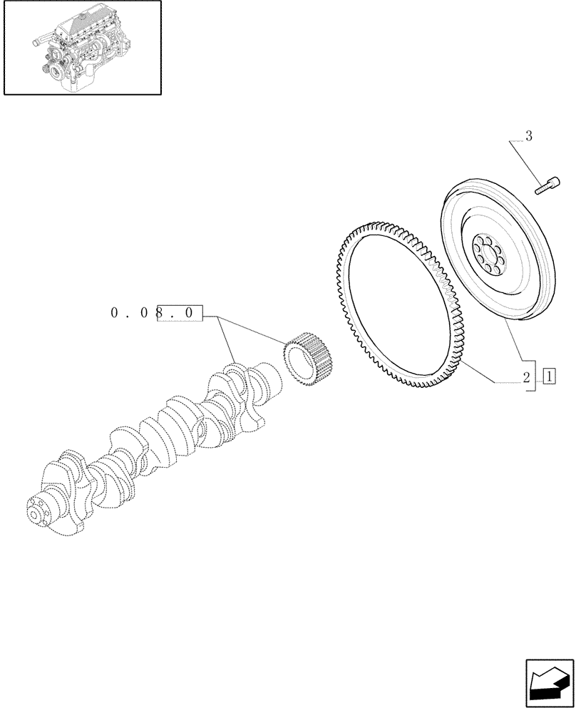 Схема запчастей Case IH F3AE0684G B001 - (0.08.3[01]) - FLYWHEEL (500386692) 