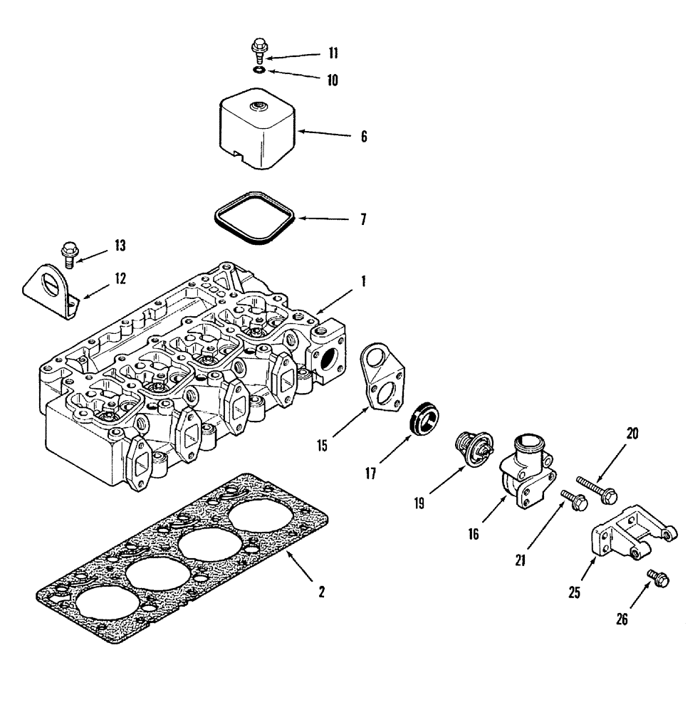 Схема запчастей Case IH 8840 - (10-020) - CYLINDER HEAD AND COVERS, THERMOSTAT AND HOUSING (DIESEL) (10) - ENGINE