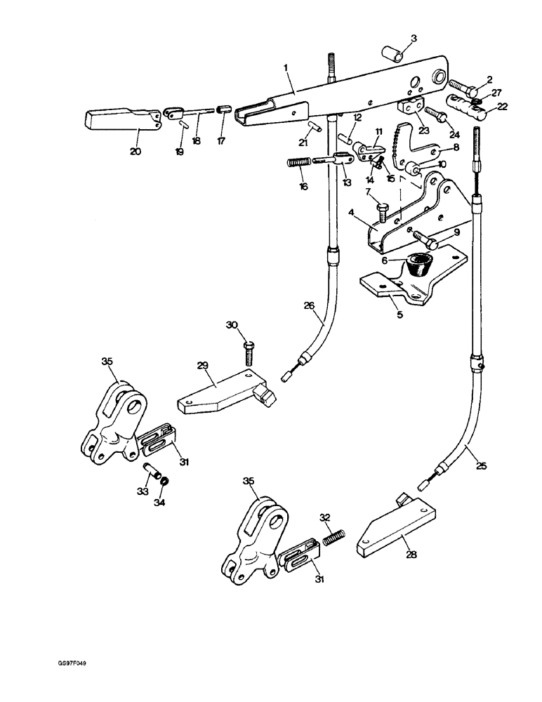 Схема запчастей Case IH 885N - (7-04) - HAND BRAKE LINKAGE, 885Q AND 885SK TRACTORS (07) - BRAKES