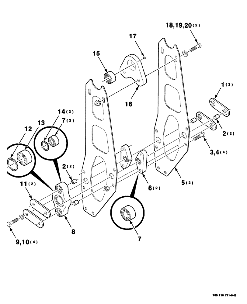 Схема запчастей Case IH 525 - (02-010) - SWAYBAR ASSEMBLY (58) - ATTACHMENTS/HEADERS