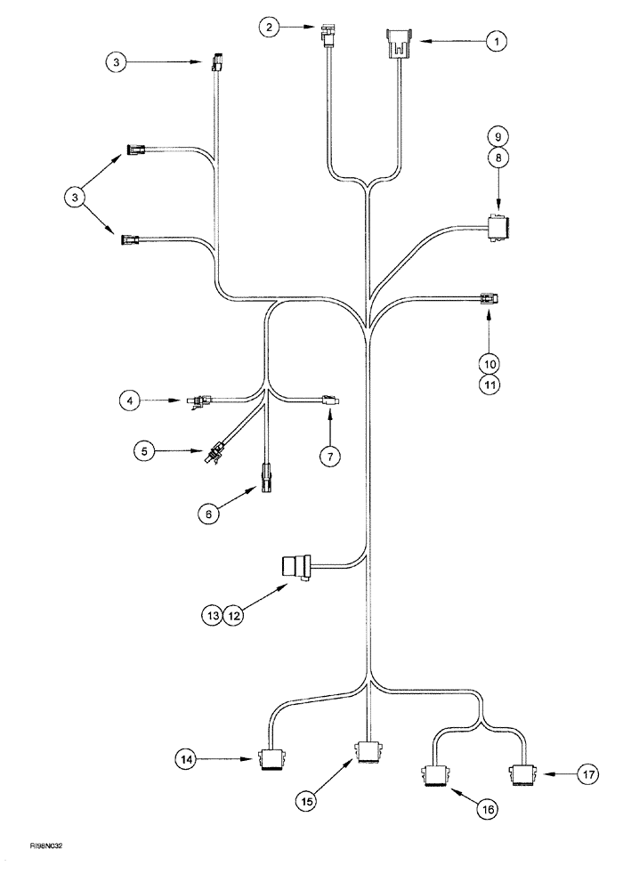 Схема запчастей Case IH AFS - (04-38) - HARNESS (955 TRAILING AFS PLANTER - 1999, 12 ROW NARROW, 16 ROW NARROW AND 12/23 SRC) (55) - ELECTRICAL SYSTEMS