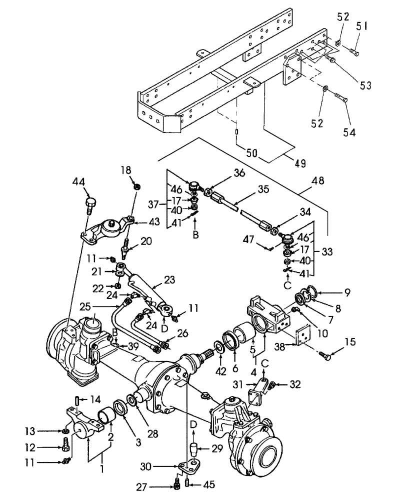 Схема запчастей Case IH DX55 - (04.02) - FRONT AXLE & STEERING W/FWD (04) - FRONT AXLE & STEERING