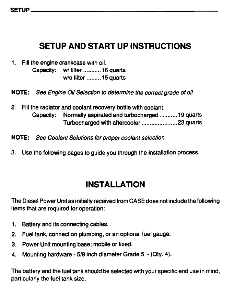 Схема запчастей Case IH 6590T - (047) - SETUP, SETUP AND START UP INSTRUCTIONS, INSTALLATION 