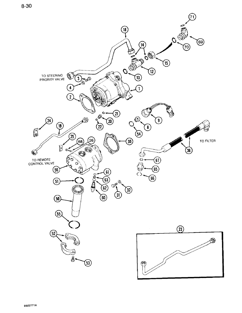 Схема запчастей Case IH 7110 - (8-30) - HYDRAULIC PUMP SYSTEM, TRANSMISSION SERIAL NUMBER AJB0055386 AND AFTER (08) - HYDRAULICS