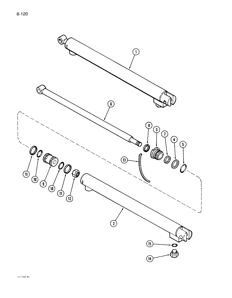 Схема запчастей Case IH 1640 - (8-120) - UNLOADER TUBE SWING CYLINDER (07) - HYDRAULICS