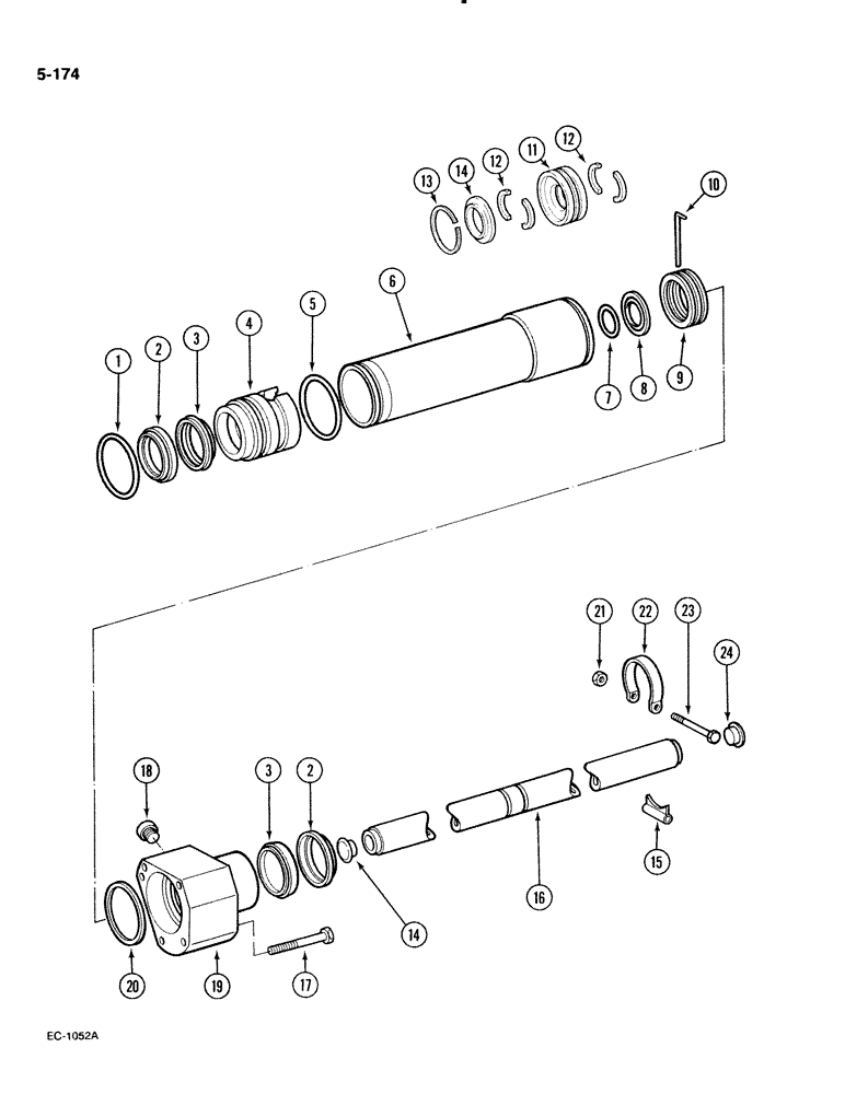 Схема запчастей Case IH 885 - (5-174) - STEERING CYLINDER, 4 WHEEL DRIVE, APL-330 FRONT AXLE (05) - STEERING