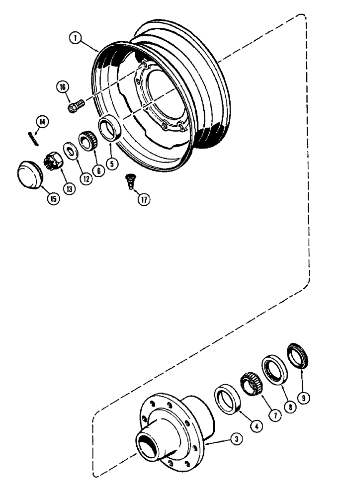 Схема запчастей Case IH 1370 - (095A) - FRONT WHEELS, FOR 18 INCH TIRE (05) - STEERING