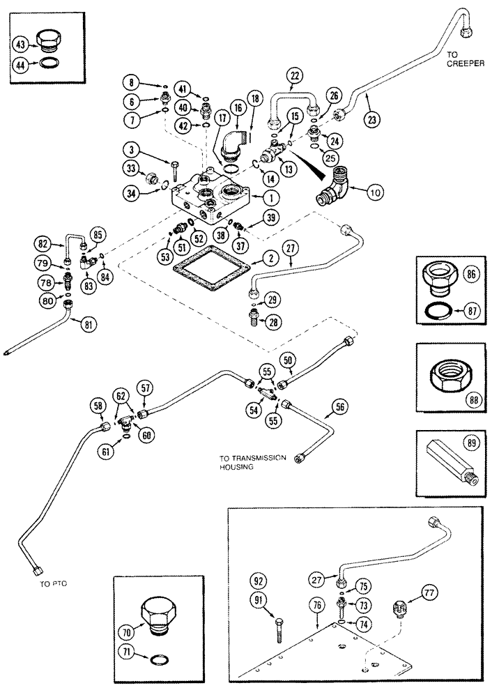 Схема запчастей Case IH 8950 - (6-020) - TRANSMISSION, RANGE HOUSING TUBES AND MANIFOLD (06) - POWER TRAIN