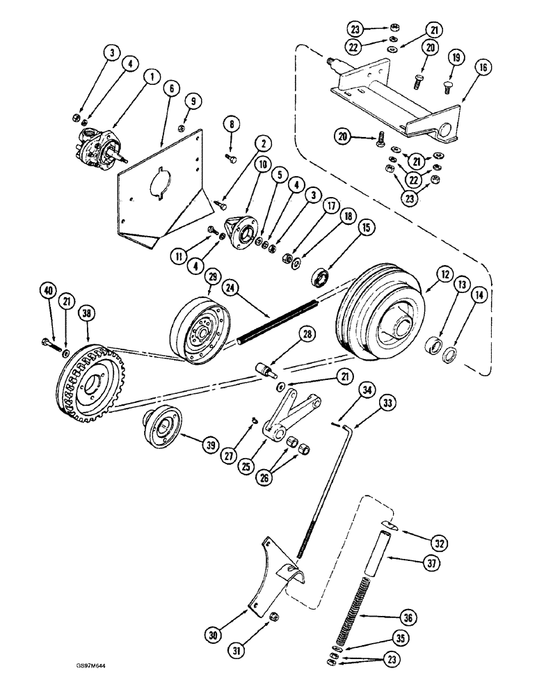 Схема запчастей Case IH 1660 - (8-040) - HEADER LIFT PUMP, MOUNTING AND DRIVE, P.I.N. JJC0102897 - JJC0103799 (07) - HYDRAULICS