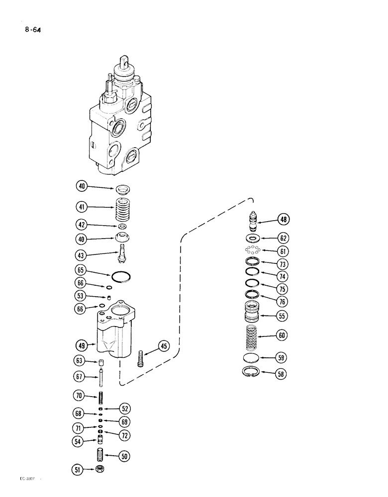 Схема запчастей Case IH 1896 - (8-64) - REMOTE VALVE SECTION, THIRD CIRCUIT, WITHOUT LOAD CHECK (08) - HYDRAULICS