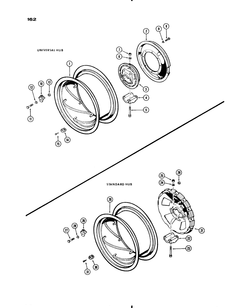 Схема запчастей Case IH 730 SERIES - (162) - REAR WHEELS W/34" RIMS, 3-3/16" AXLE 48" TO 88", POWER ADJUSTABLE, GEN PURP., 4 WHEEL & WEST. (06) - POWER TRAIN