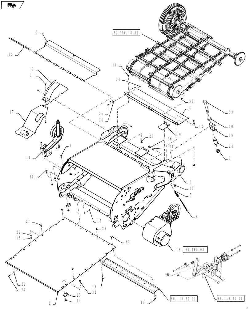 Схема запчастей Case IH 7130 - (60.110.29[01]) - FEEDER, ROCK TRAP (60) - PRODUCT FEEDING