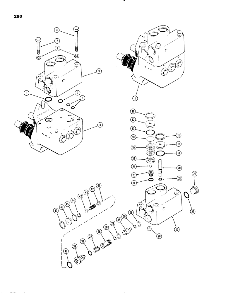 Схема запчастей Case IH 1270 - (280) - A65728 BRAKE VALVE ASSEMBLY, USED WITHOUT DIFFERENTIAL LOCK, PART NUMBER STAMPED ON COVER (07) - BRAKES