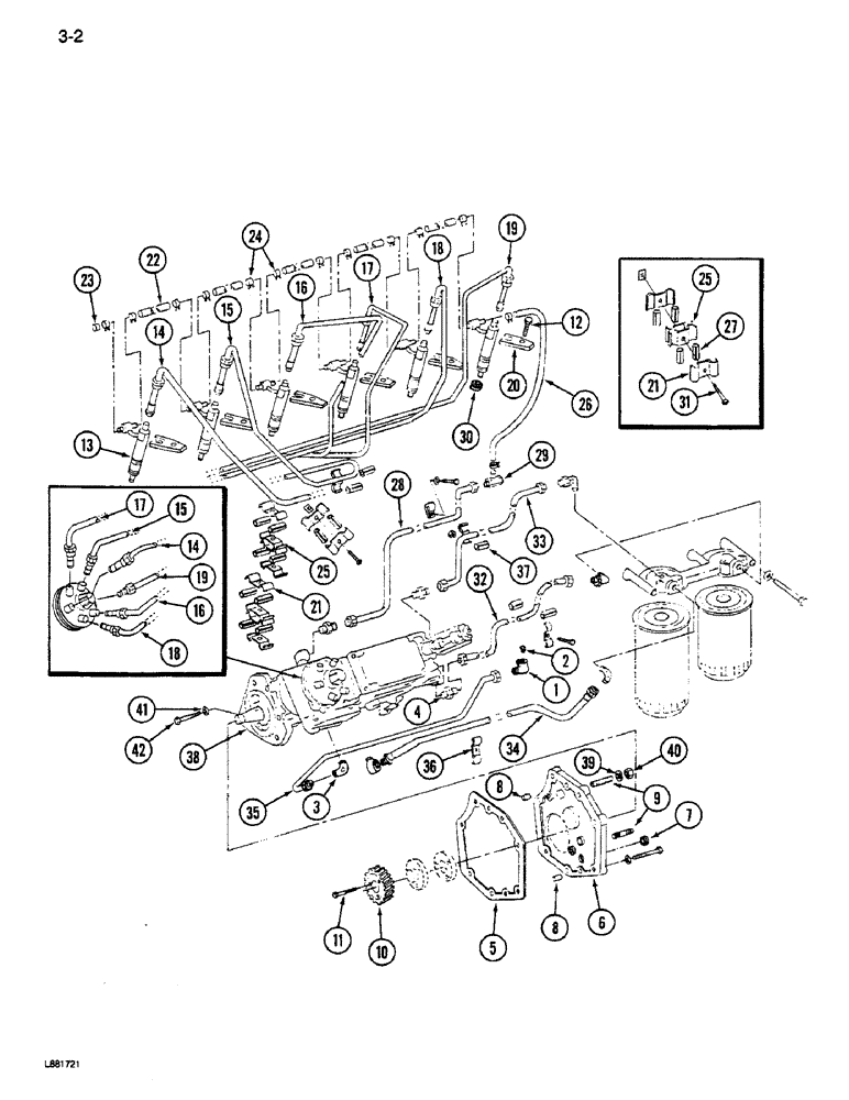 Схема запчастей Case IH 1640 - (3-02) - FUEL INJECTION SYSTEM, D466 ENGINE (02) - FUEL SYSTEM