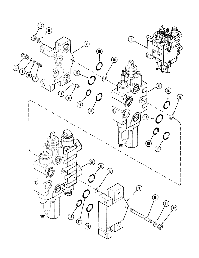 Схема запчастей Case IH 2394 - (8-062) - REMOTE HYDRAULIC VALVE, TWO SECTION W/ LOAD CHECK - A176636, PRIOR TO TRANSMISSION S/N 16283224 (08) - HYDRAULICS