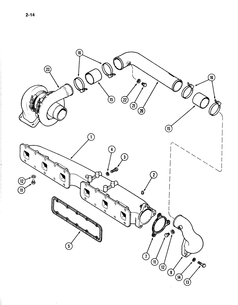 Схема запчастей Case IH 4894 - (2-14) - INTAKE MANIFOLD 674 CUBIC INCH DIESEL ENGINE (02) - ENGINE