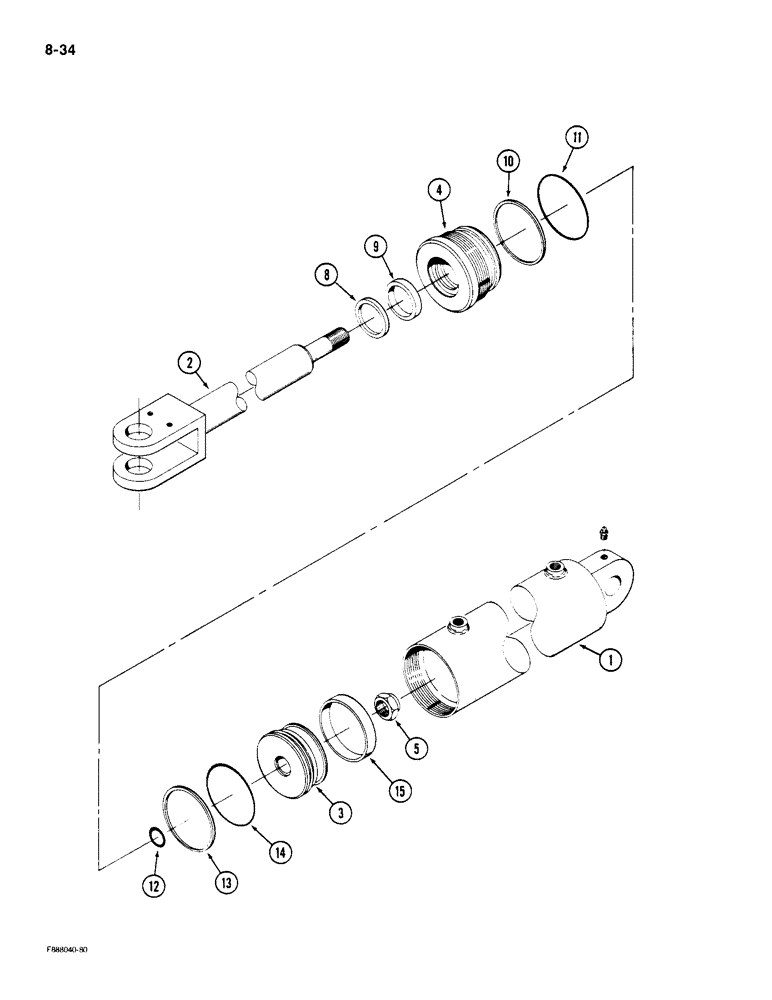 Схема запчастей Case IH 9180 - (8-34) - HITCH CYLINDER ASSEMBLY (08) - HYDRAULICS