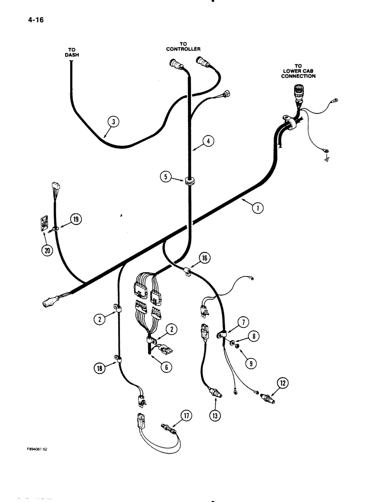 Схема запчастей Case IH 9130 - (4-16) - TRANSMISSION HARNESS (04) - ELECTRICAL SYSTEMS