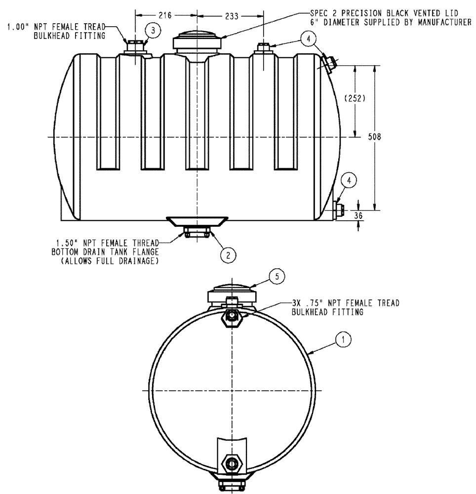 Схема запчастей Case IH SPX3320 - (11-019) - TANK 55 GALLON W/FITTINGS Options