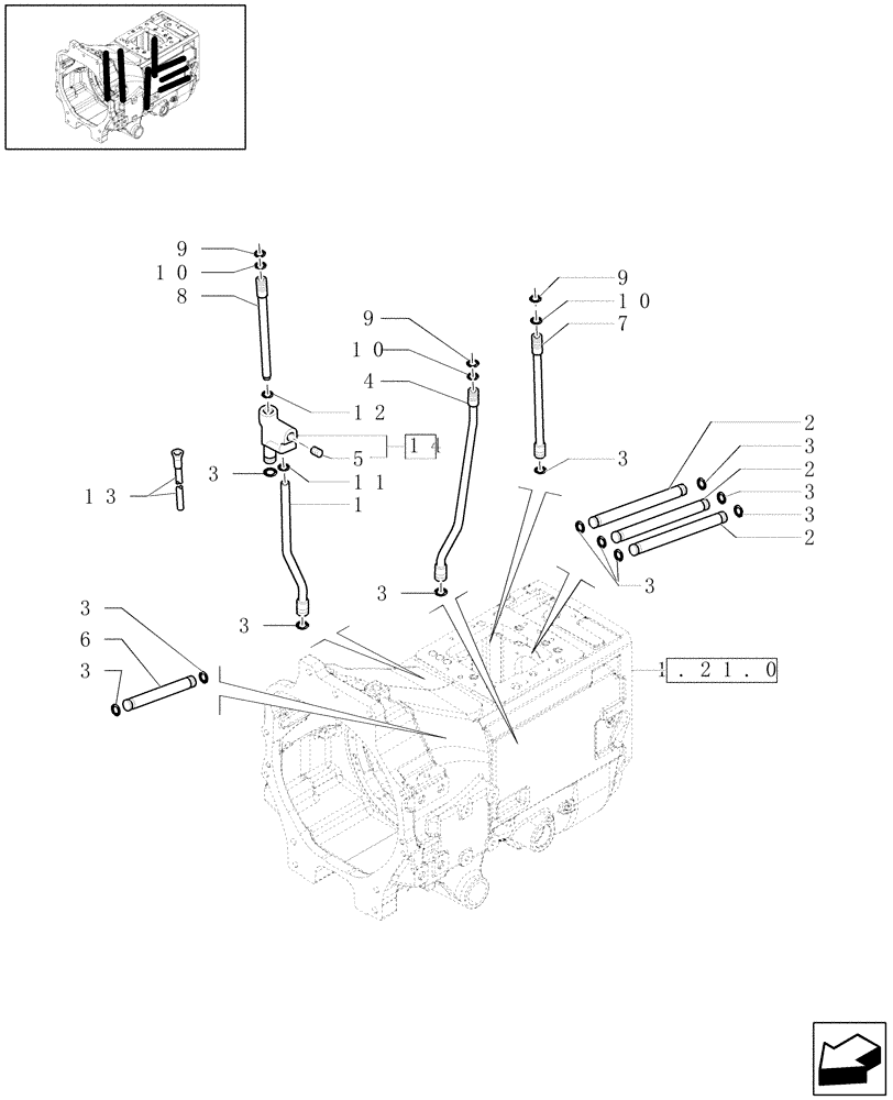 Схема запчастей Case IH PUMA 165 - (1.29.6[01]) - HYDRAULIC GEARBOX CONTROL - INTERNAL PIPES (03) - TRANSMISSION