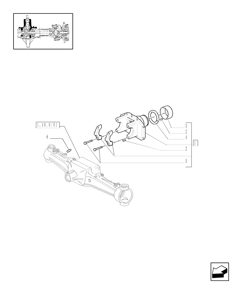 Схема запчастей Case IH MAXXUM 115 - (1.40. 0/05) - 4WD (CL.3) FRONT AXLE WITH LIMITED SLIP DIFF. LOCK - SUPPORT (04) - FRONT AXLE & STEERING