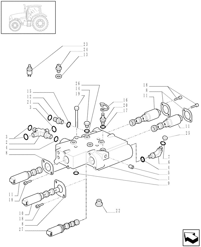 Схема запчастей Case IH PUMA 195 - (1.80.7/01[02]) - (VAR.146) SUPP. GEAR REDUCTION UNIT FOR FULL POWER SHIFT - PTO CLUTCH - 4WD (07) - HYDRAULIC SYSTEM