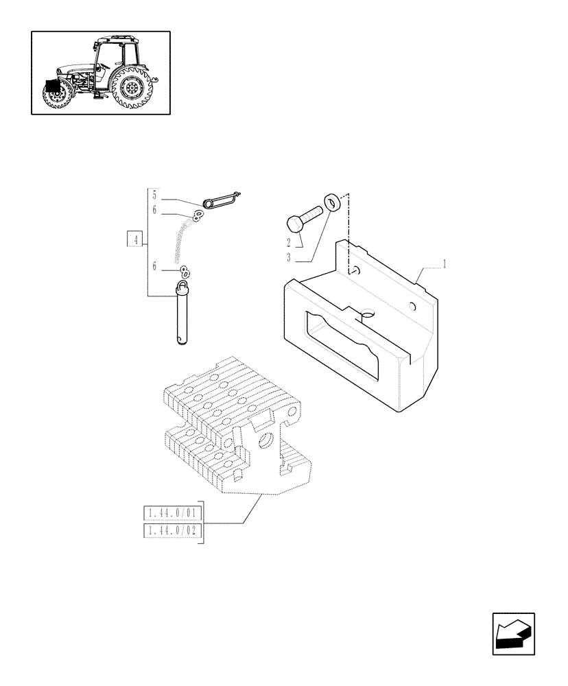 Схема запчастей Case IH JX1085C - (710225290) - (DIA KIT) FRONT WEIGHT CARRIER ( 60 KG.) (18) - VARIATIONS