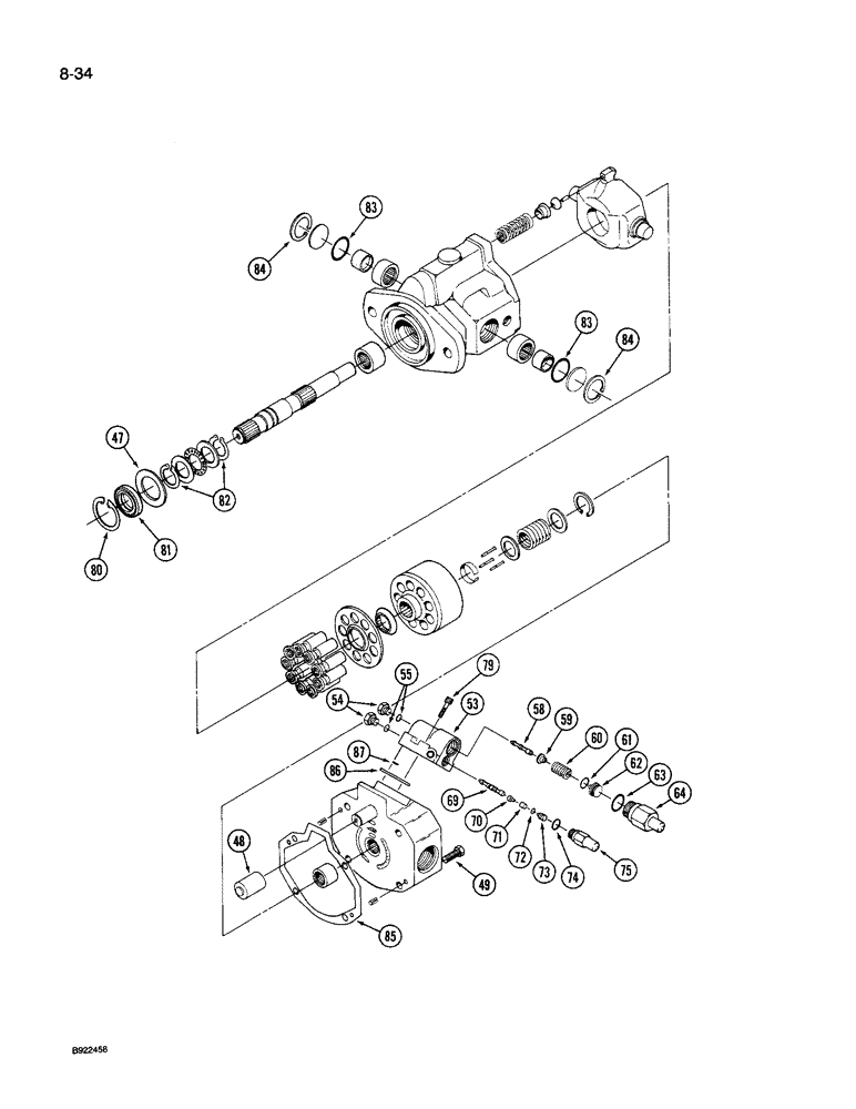 Схема запчастей Case IH 9260 - (8-034) - HYDRAULIC PISTON PUMP (CONTD) (08) - HYDRAULICS