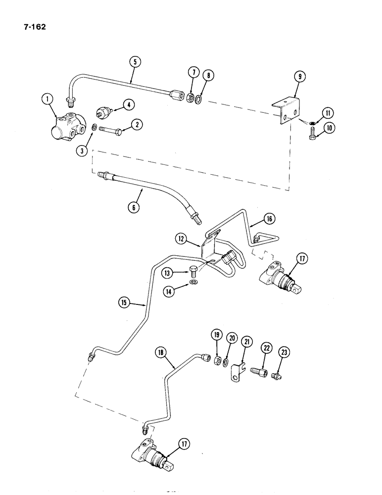 Схема запчастей Case IH 1194 - (7-162) - BRAKE TUBES AND SLAVE CYLINDERS, TRACTORS WITH CAB (07) - BRAKES