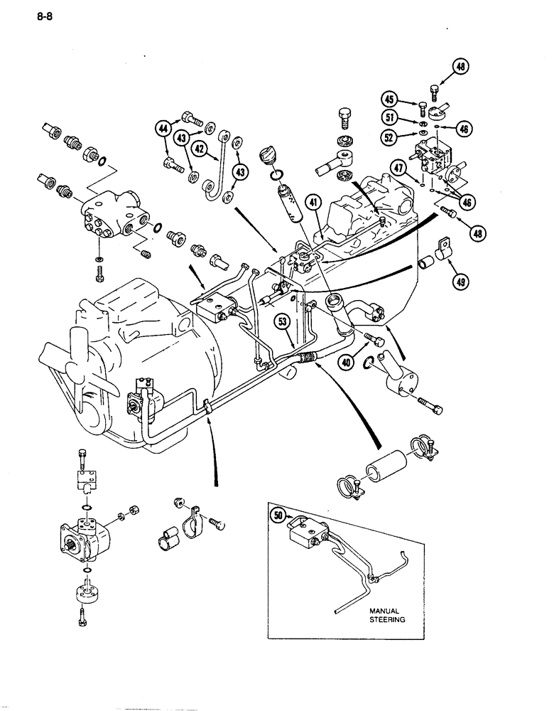 Схема запчастей Case IH 255 - (8-08) - HYDRAULIC PUMP AND LINES, SYNCHROMESH TRANSMISSION (CONTD) (08) - HYDRAULICS