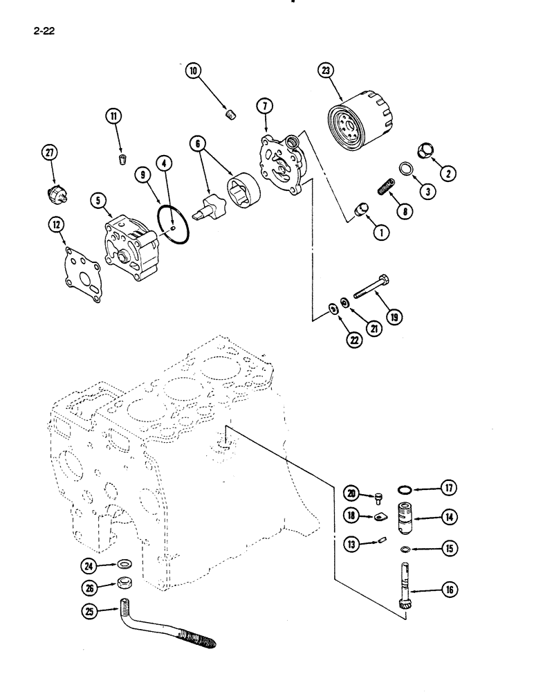 Схема запчастей Case IH 235 - (2-22) - OIL PUMP AND FILTER (02) - ENGINE