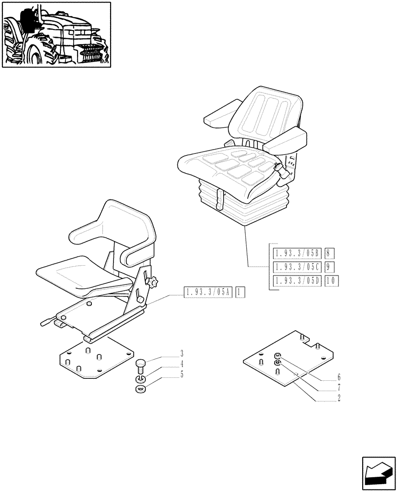 Схема запчастей Case IH JX90 - (1.93.3/05) - (VAR.956) DELUXE VINYL SEAT WITH BELTS, SUPPORT AND SAFETY SWITCH (10) - OPERATORS PLATFORM/CAB