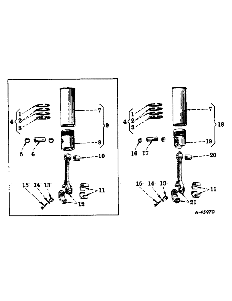 Схема запчастей Case IH 300 - (022) - CARBURETED ENGINE, CONNECTING RODS, CYLINDER SLEEVES AND SLEEVE SETS, FOR C-169 ENGINES (01) - ENGINE