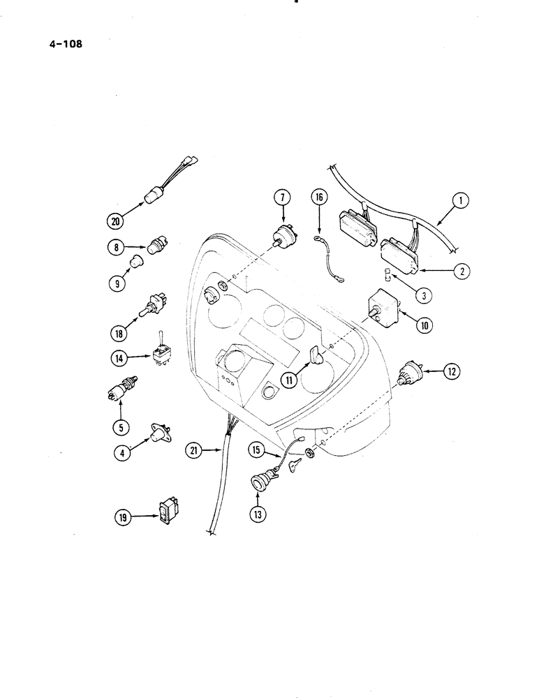 Схема запчастей Case IH 485 - (4-108) - INSTRUMENT PANEL WIRING, SWITCHES AND FUSE BOX (04) - ELECTRICAL SYSTEMS