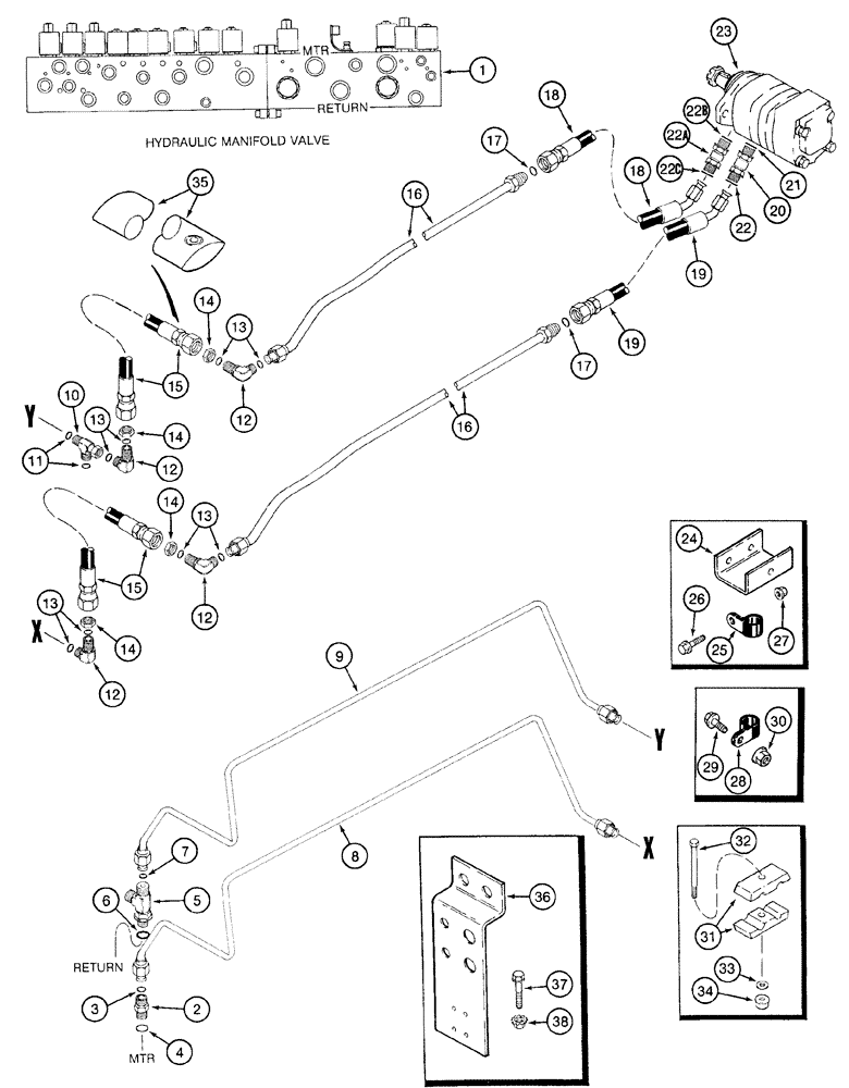 Схема запчастей Case IH 2155 - (8-60) - CONVEYOR UNLOADER MOTOR SYSTEM (07) - HYDRAULICS