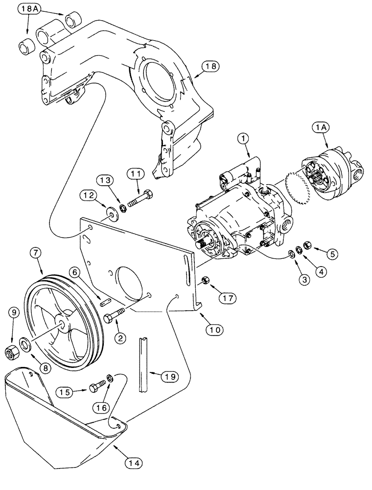 Схема запчастей Case IH 2555 - (08-08) - HYDRAULIC AND HYDROSTATIC PUMP MOUNTING (07) - HYDRAULICS