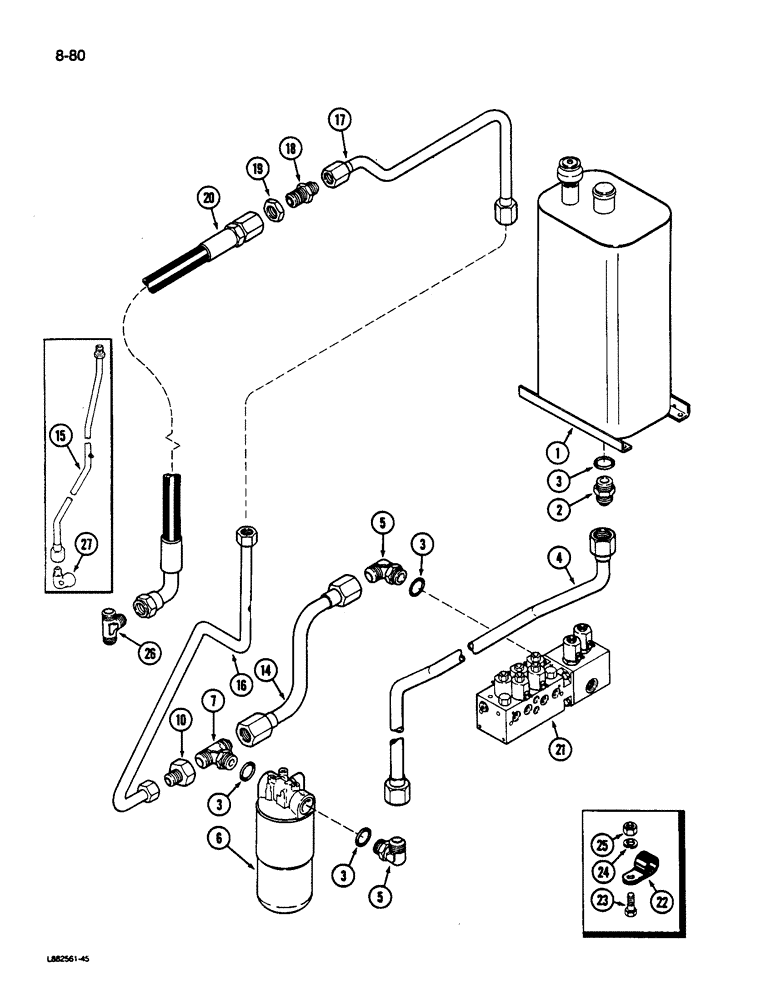 Схема запчастей Case IH 1822 - (8-80) - HYDRAULIC RETURN SYSTEM TO RESERVOIR, 1822 COTTON PICKER (07) - HYDRAULICS