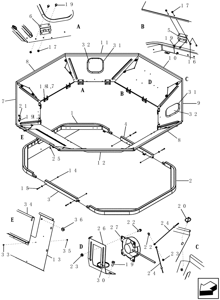 Схема запчастей Case IH 2588 - (80.154.02) - GRAIN TANK EXTENSIONS, UPPER (80) - CROP STORAGE/UNLOADING