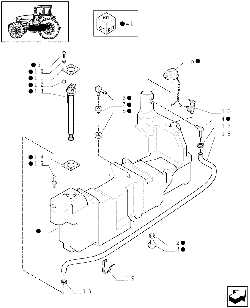 Схема запчастей Case IH JX1100U - (1.14.0[01A]) - FUEL TANK AND RELATED PARTS - D5657 (02) - ENGINE EQUIPMENT