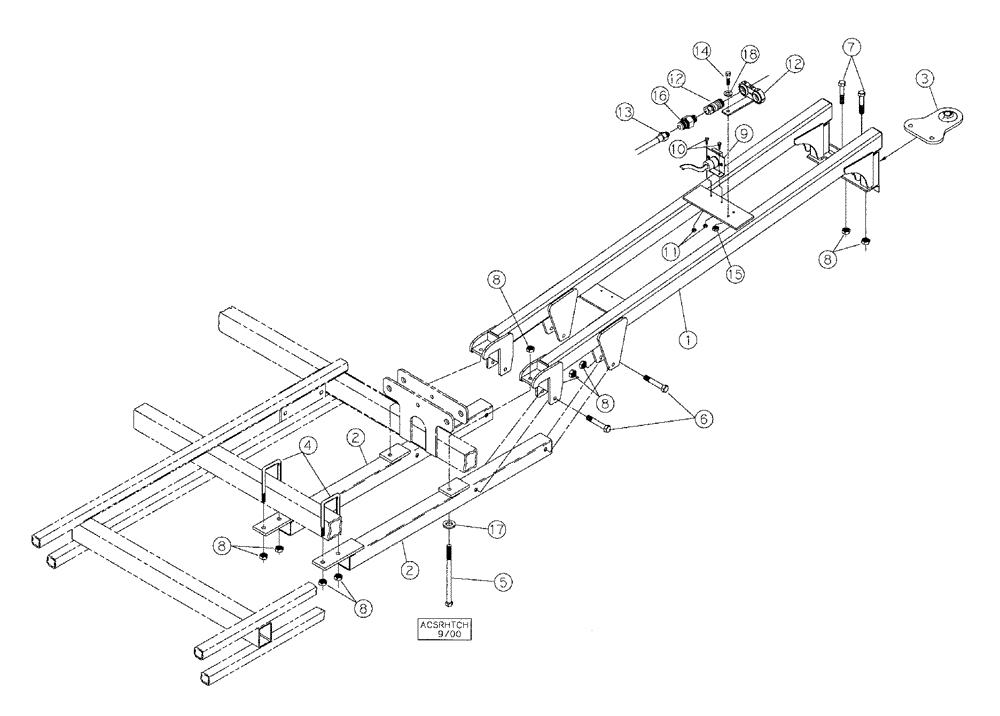 Схема запчастей Case IH TIGERMATE II - (39.110.02) - ACS REAR HITCH ATTACHMENT (39) - FRAMES AND BALLASTING