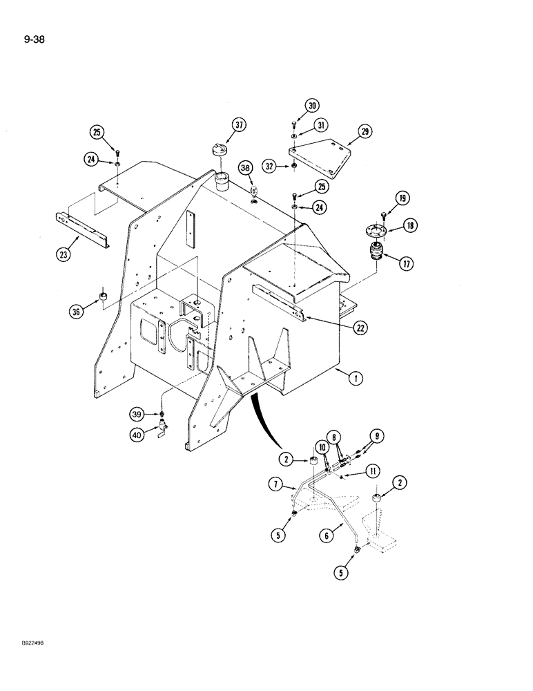 Схема запчастей Case IH 9210 - (9-038) - REAR FRAME (09) - CHASSIS/ATTACHMENTS