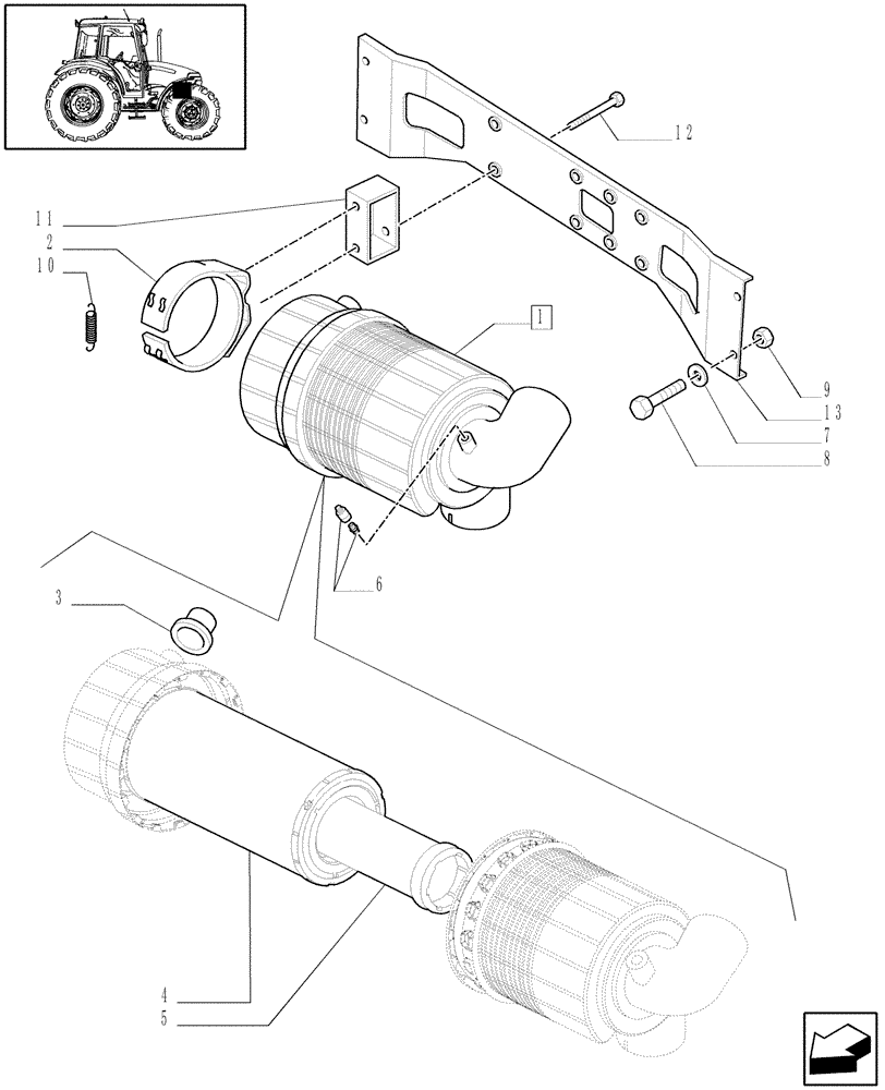 Схема запчастей Case IH JX95 - (1.19.1/02[01]) - (VAR.199) AIR FILT. DUST EJECT. - DRY AIR CLEANER - C6355 (02) - ENGINE EQUIPMENT