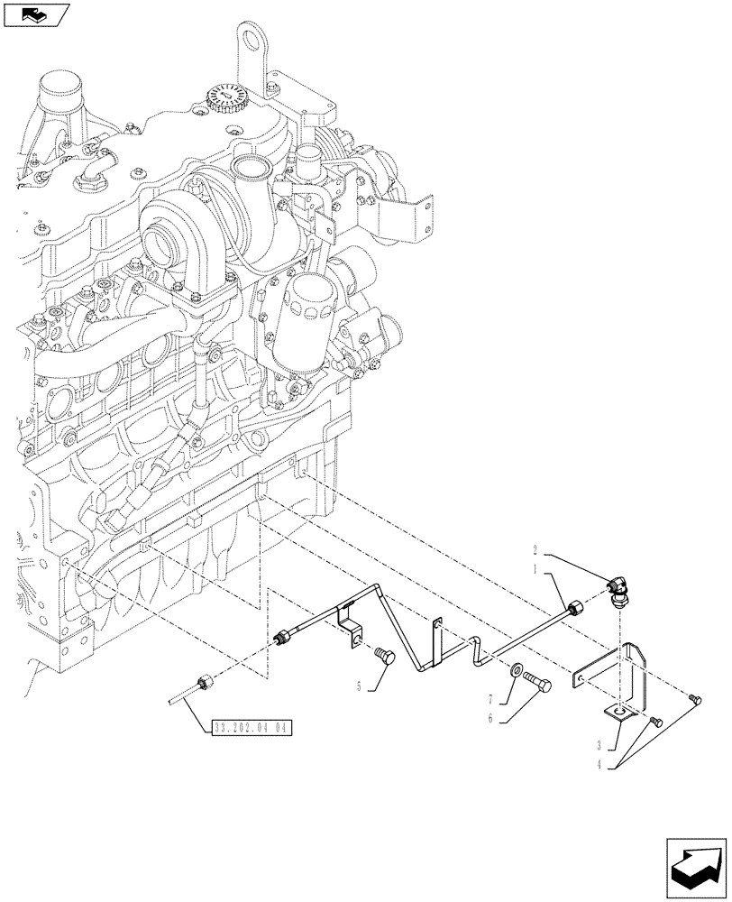 Схема запчастей Case IH PUMA 200 - (33.204.1402) - ABS SYSTEM - 4WD AXLE WITH BRAKE - BRAKE PIPING (VAR.743964) (33) - BRAKES & CONTROLS