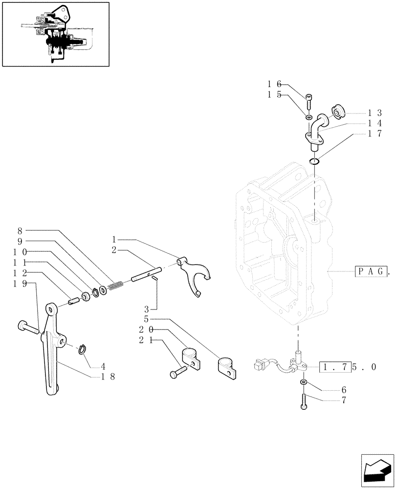 Схема запчастей Case IH MAXXUM 100 - (1.80.1/02[03]) - POWER TAKE-OFF 540/1000 RPM REVERSABLE SHAFT (NA) - CONTROLS (VAR.330800) (07) - HYDRAULIC SYSTEM