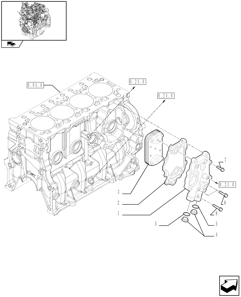 Схема запчастей Case IH FARMALL 80 - (0.31.0) - HEAT EXCHANGER (01) - ENGINE