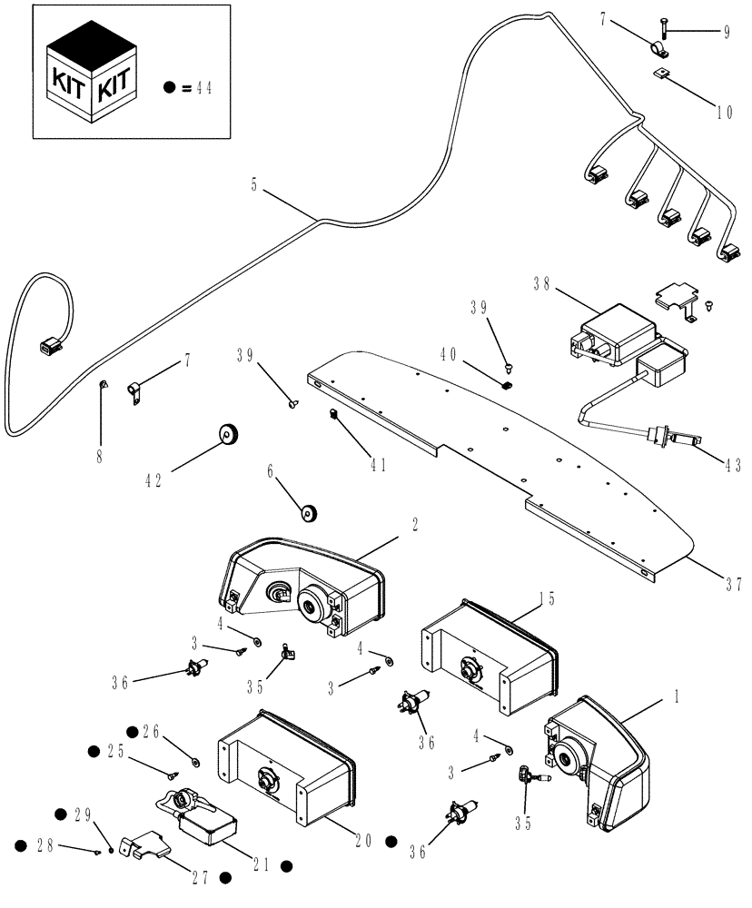 Схема запчастей Case IH MX255 - (04-27) - HEADLAMPS (04) - ELECTRICAL SYSTEMS