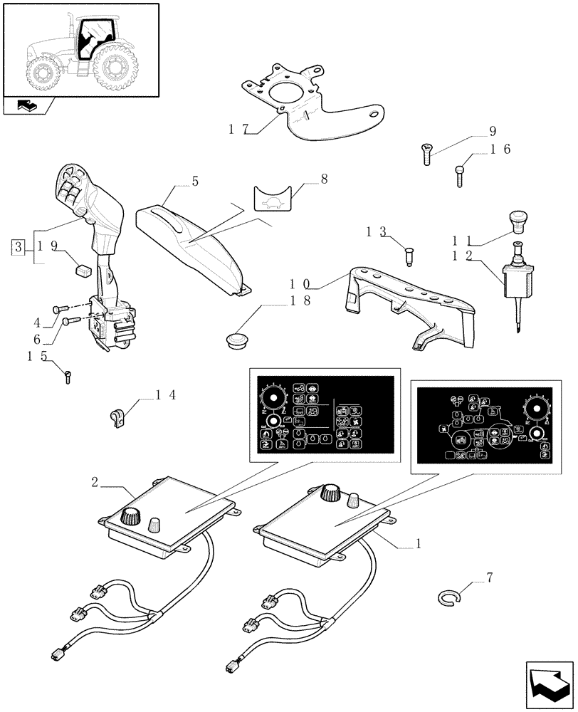 Схема запчастей Case IH PUMA 165 - (1.75.1[07]) - ARMREST CONTROL UNIT - ELECTRONIC CONTROLS AND ELECTRONIC CONTROL UNIT (06) - ELECTRICAL SYSTEMS