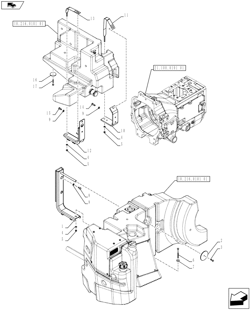 Схема запчастей Case IH PUMA 170 - (10.216.0202[01]) - ABS SYSTEM - MAIN AND AUX FUEL TANKS SUPPORT (VAR.743922) (10) - ENGINE